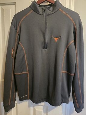 Dark Gray 1/4 Zip Pullover with Orange Longhorn Logo